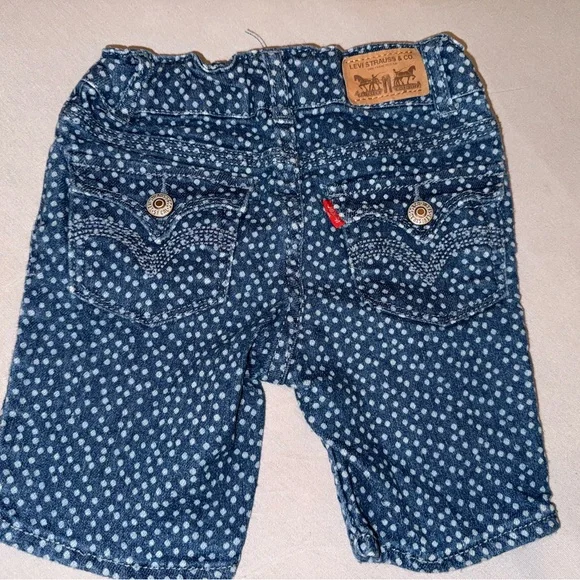 Levi's Bermuda Navy Denim Polka Dot Kids Shorts 2T - Picture 2 of 6